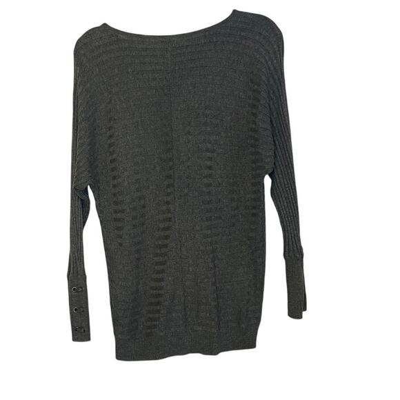 NY&Co Soho Grey Ribbed Sleeve Top, M - Picture 2 of 3